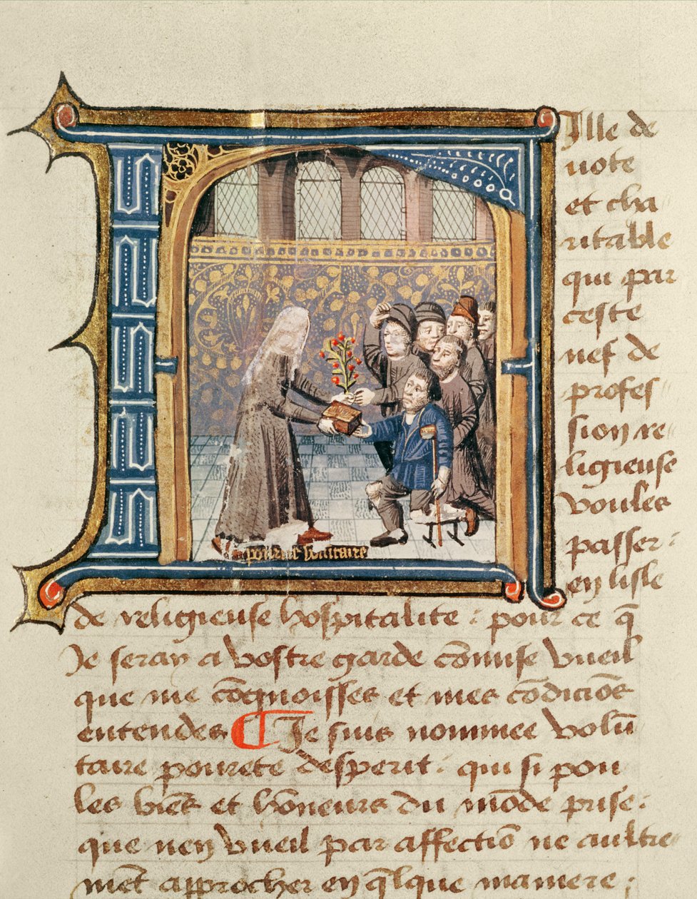 أخت تتلقى هدايا من المرضى ، من Le Livre de Vie Active de l&39;Hôtel Dieu de Paris بواسطة Jean Henry ، c.1482 بواسطة المدرسة الفرنسية