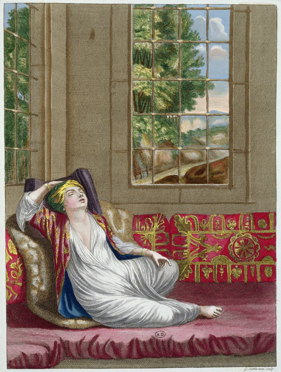 امرأة تركية ، من Recueil dEstampes sur les Costumes du Levant ، محفورة من قبل جيرارد جان بابتيست سكوتين (1671-1716) 1707-08 بواسطة المدرسة الفرنسية