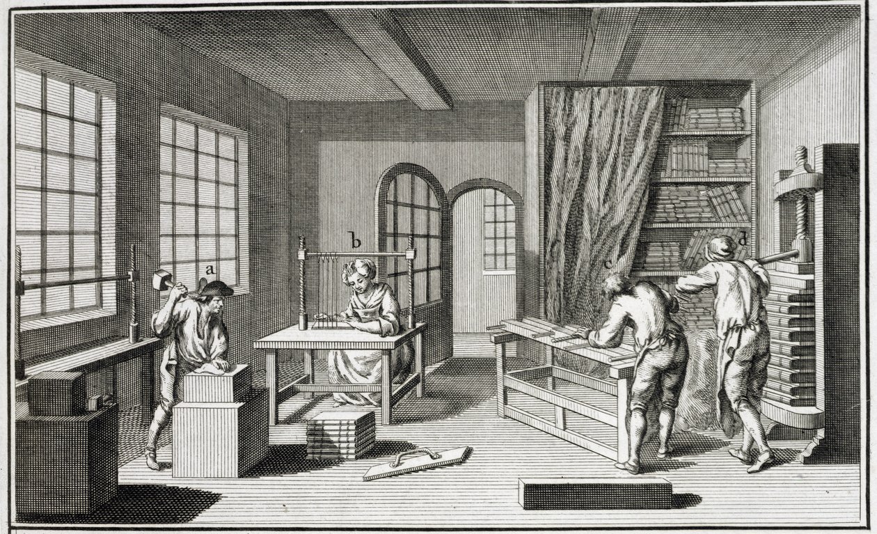 تم نشر ورشة المراهنات ، من موسوعة العلوم والعدادات بواسطة دينيس ديدرو (1713-1784) ، 1770 ج. بواسطة المدرسة الفرنسية