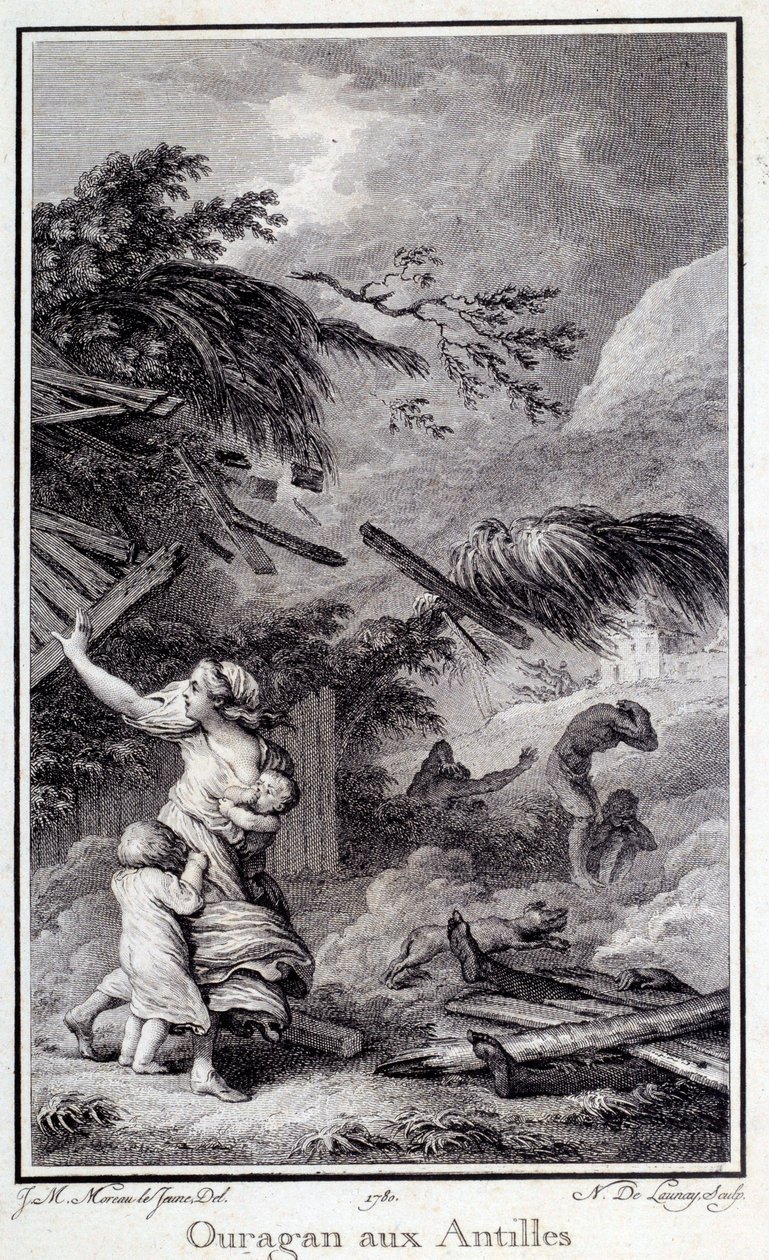 إعصار في جزر الهند الغربية. نقش 1780 شارتر ، متحف الفنون الجميلة بواسطة المدرسة الفرنسية