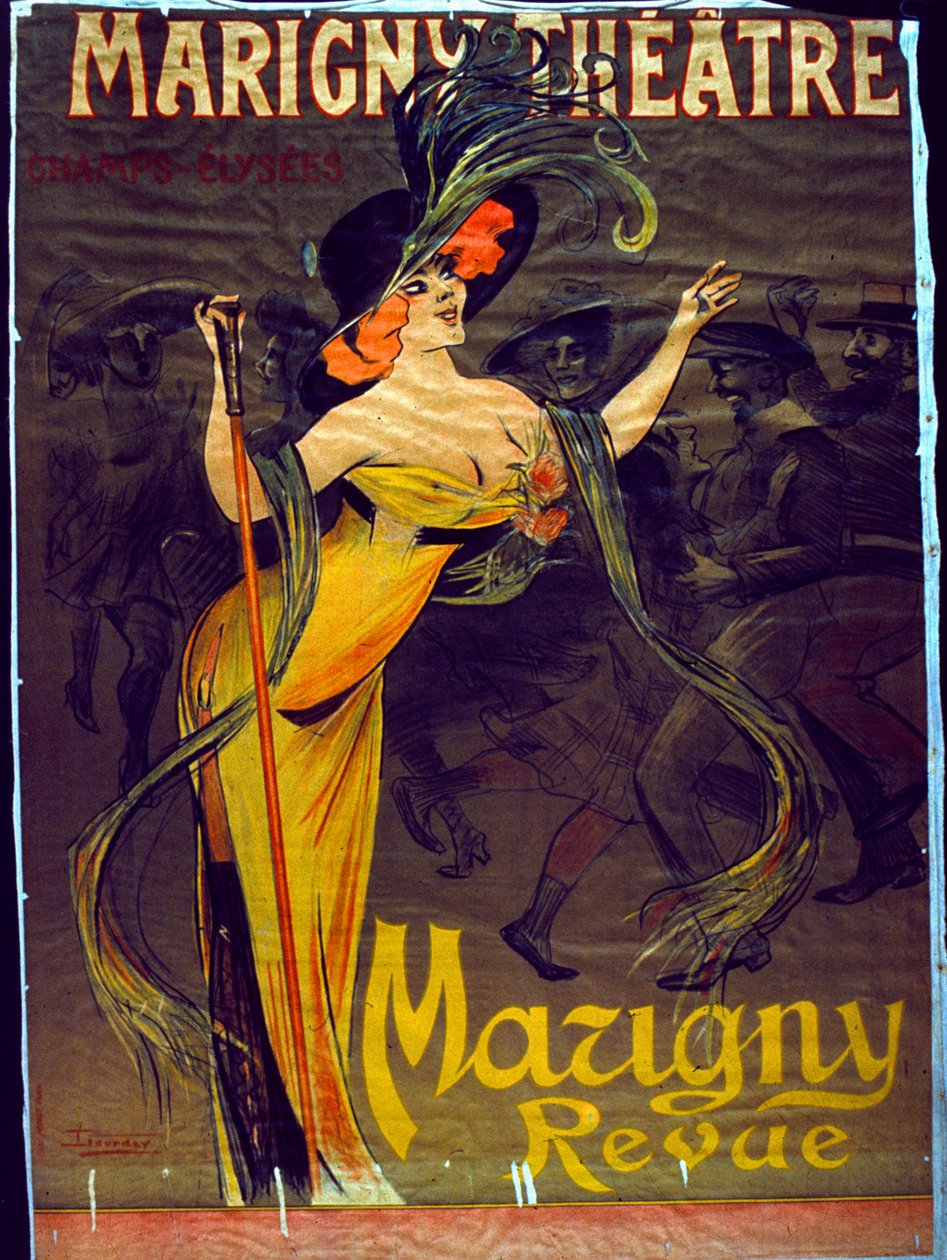 إعلان عن عرض Mazigny Revue في باريس على مسرح Marigny (لون ليثو) بواسطة المدرسة الفرنسية