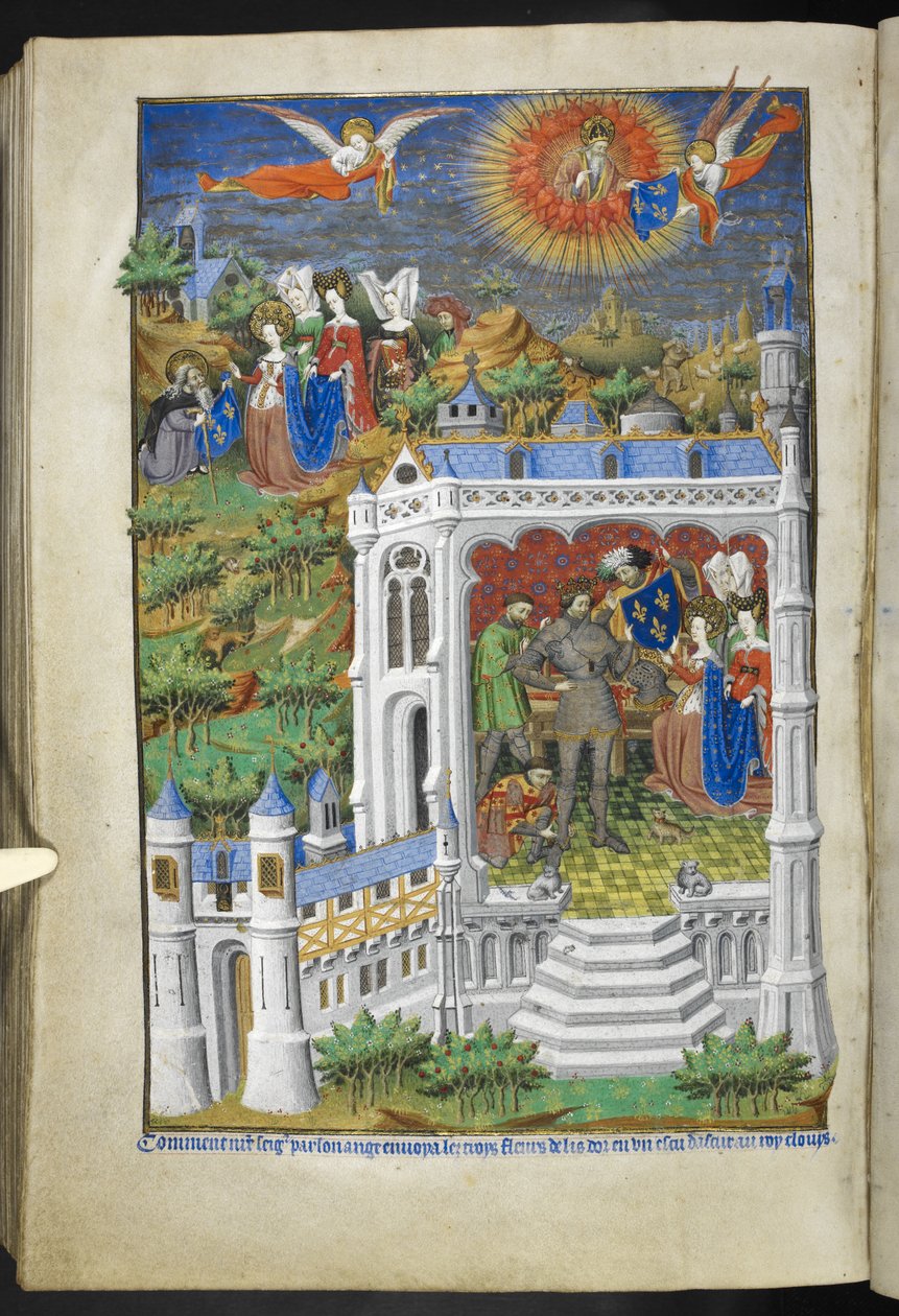 أضف Ms 18850 f.288v ، Legend of the Fleurs de Lys ، من كتاب الصلوات (The Bedford Hours) حوالي 1410-30 (حبر ، لون وذهب على ورق) بواسطة المدرسة الفرنسية