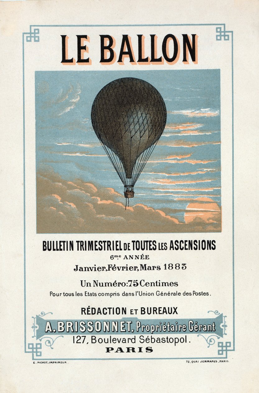 إعلان عن Le Ballon ، يناير ، فبراير ، مارس ، 1883 ، حانة. 1883. بواسطة المدرسة الفرنسية