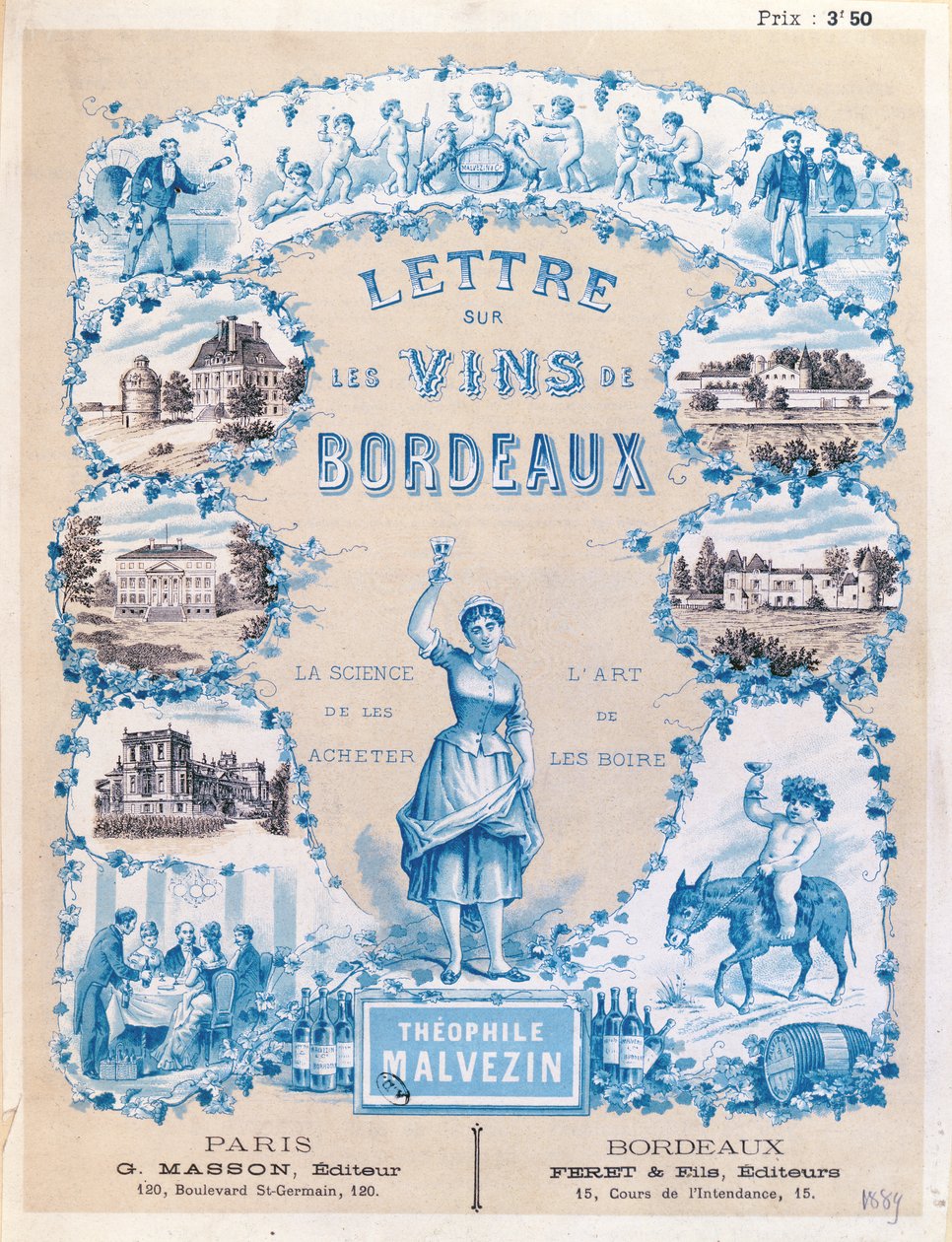 إعلان للترويج لنشر Lettre sur les Vins de Bordeaux بواسطة Theophile Malvezin ، 1889 بواسطة المدرسة الفرنسية