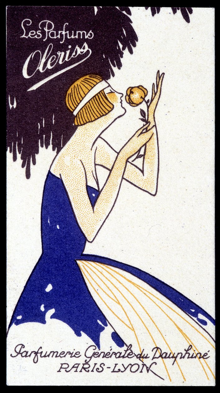 Advertising card for Oleriss perfumes from the Perfumerie Générale du Dauphiné. بواسطة المدرسة الفرنسية