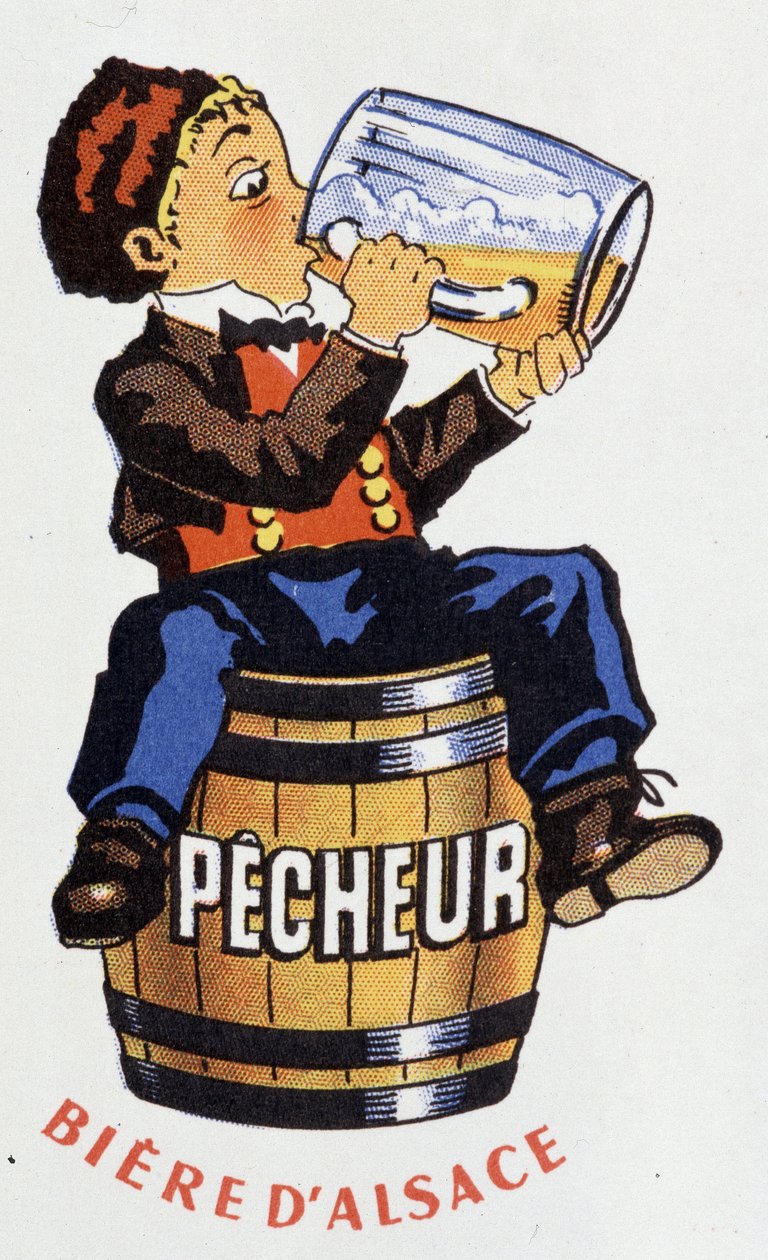 Advertising for Alsace beer “” Fisherman””. بواسطة المدرسة الفرنسية