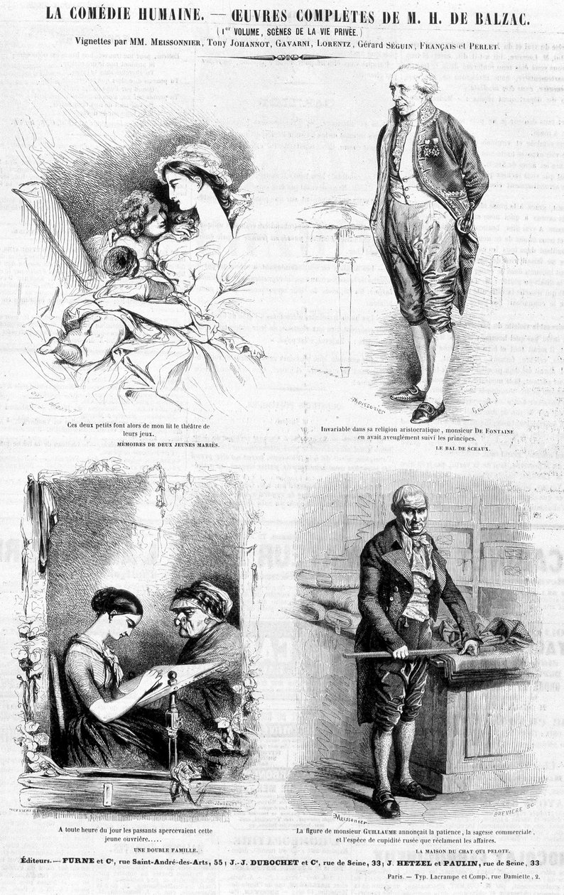 Advertising page for the works of Balzac - in “” Charivari””, July 1842 بواسطة المدرسة الفرنسية