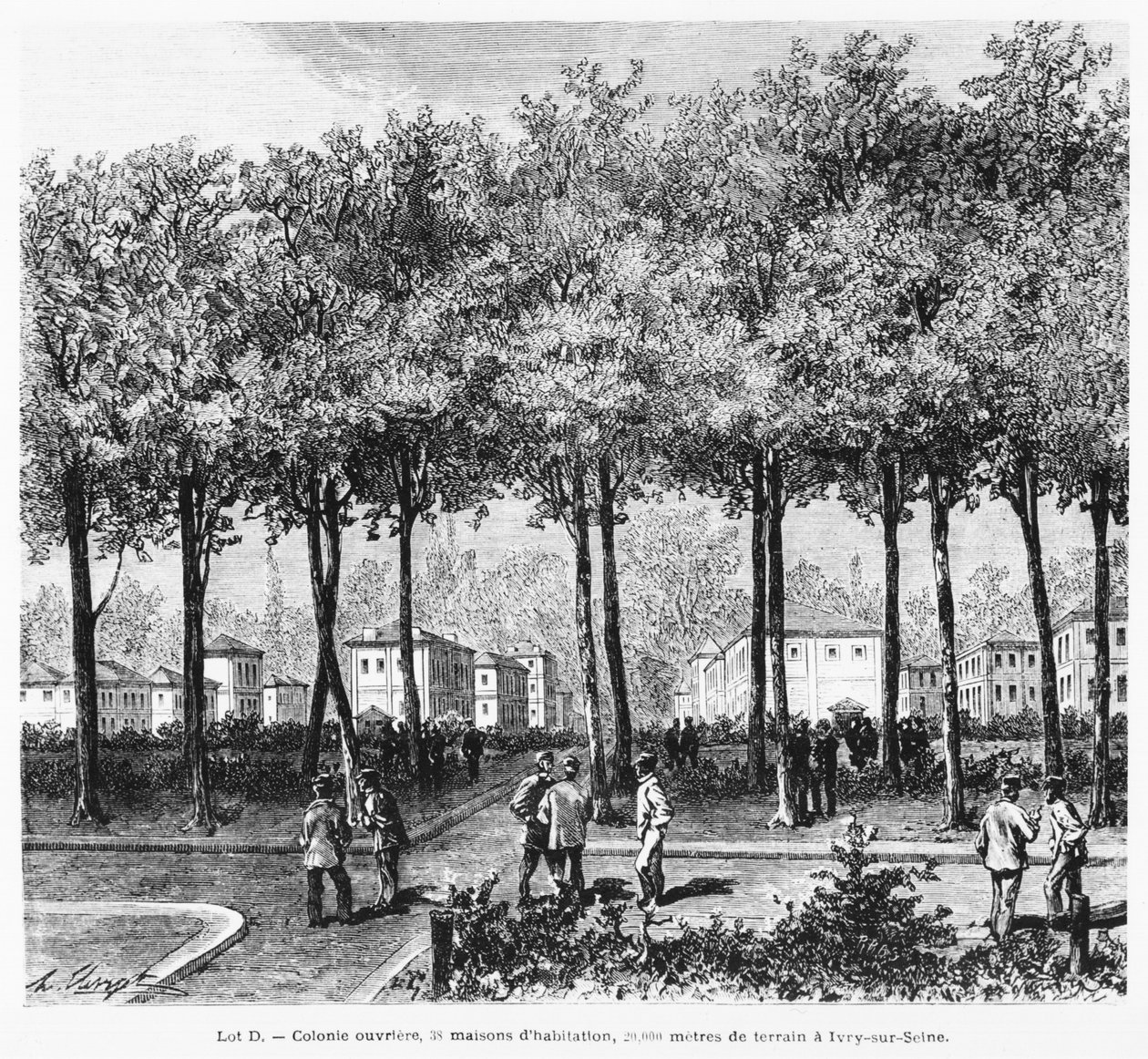 إعلان يصور مستعمرة عاملة ، توضيح من لو موند إيلوستر ، 1876 بواسطة المدرسة الفرنسية