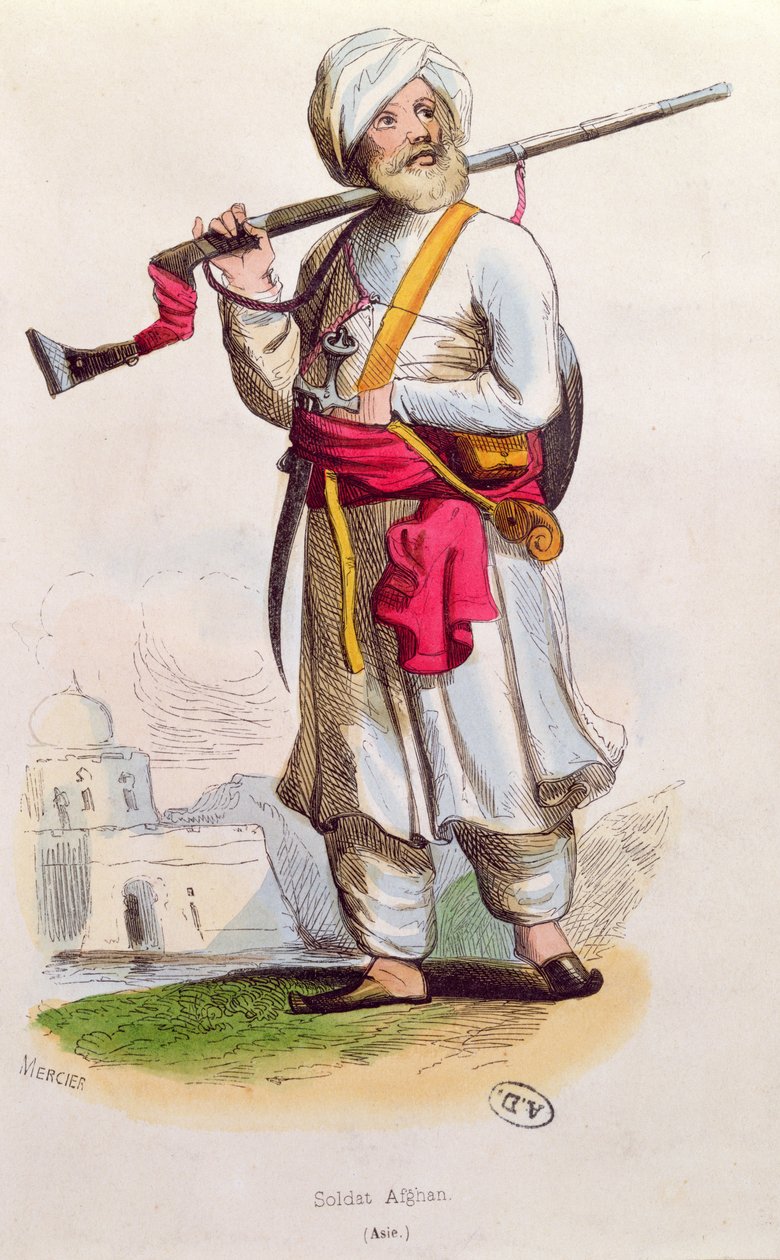 الجندي الأفغاني ، c.1840-50 بواسطة المدرسة الفرنسية