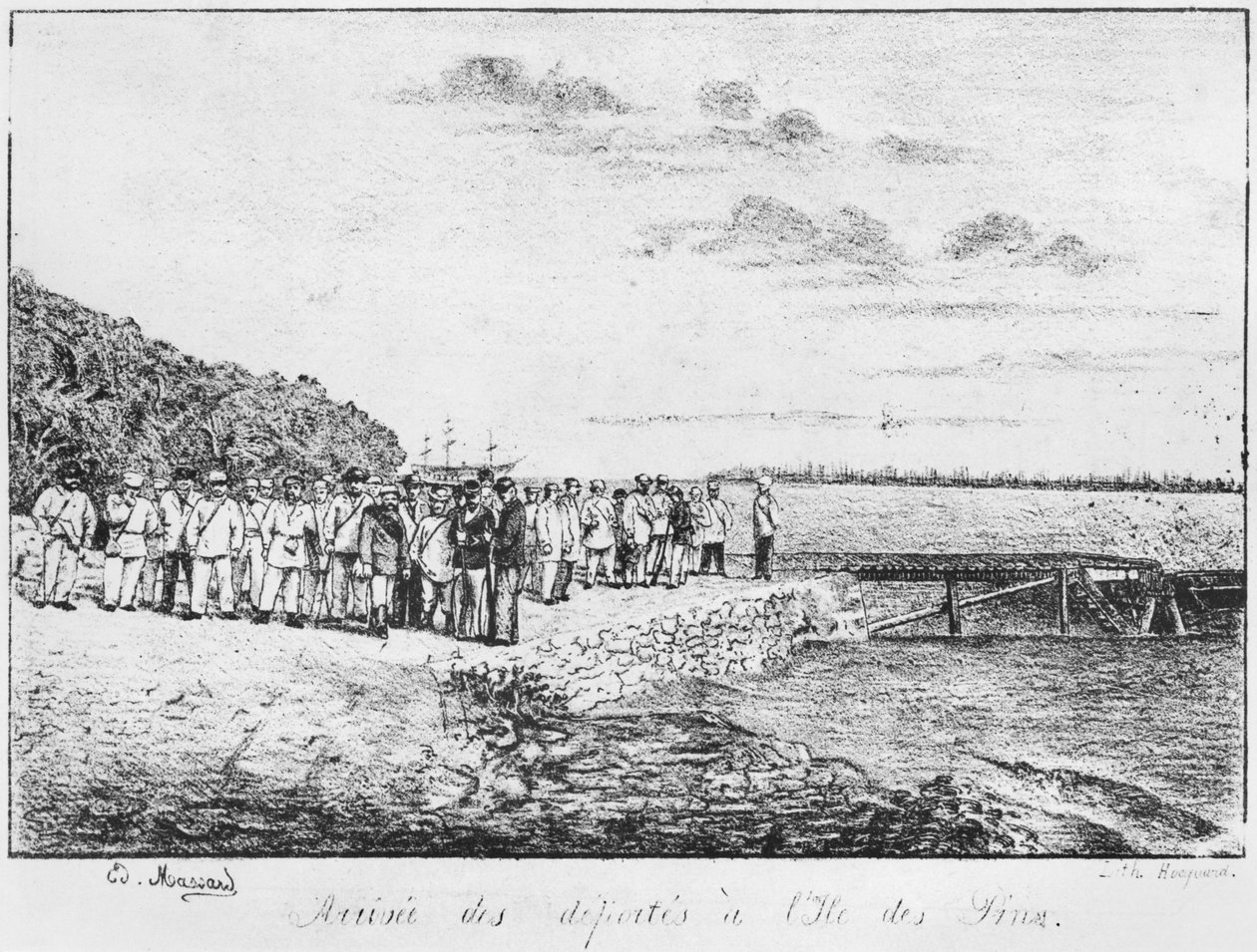 ألبوم جزيرة الصنوبر ، وصول المرحلين ، 1877 بواسطة المدرسة الفرنسية