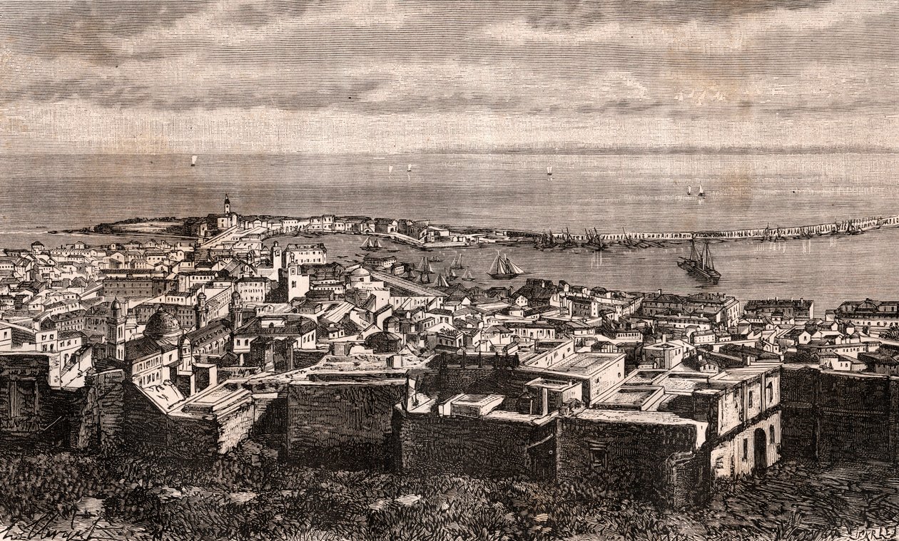 الجزائر العاصمة - الجزائر - الجزائر - نقش في "La France illustree: الجغرافيا والتاريخ وإحصاء الإدارة" بقلم V.A. الشعير براون. 1884 بواسطة المدرسة الفرنسية