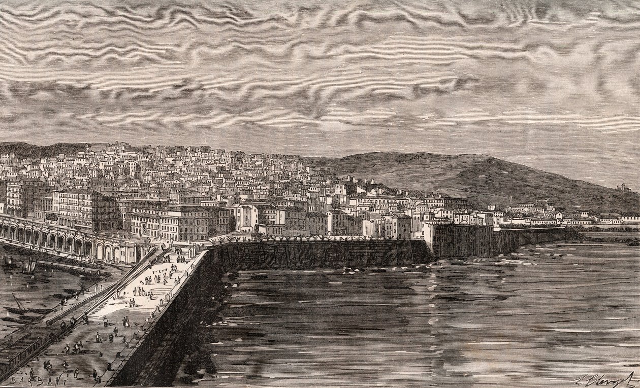 الجزائر العاصمة - الجزائر - الجزائر - نقش في "La France illustree: الجغرافيا والتاريخ وإحصاء الإدارة" بقلم VA Malt-Brown. 1884 بواسطة المدرسة الفرنسية