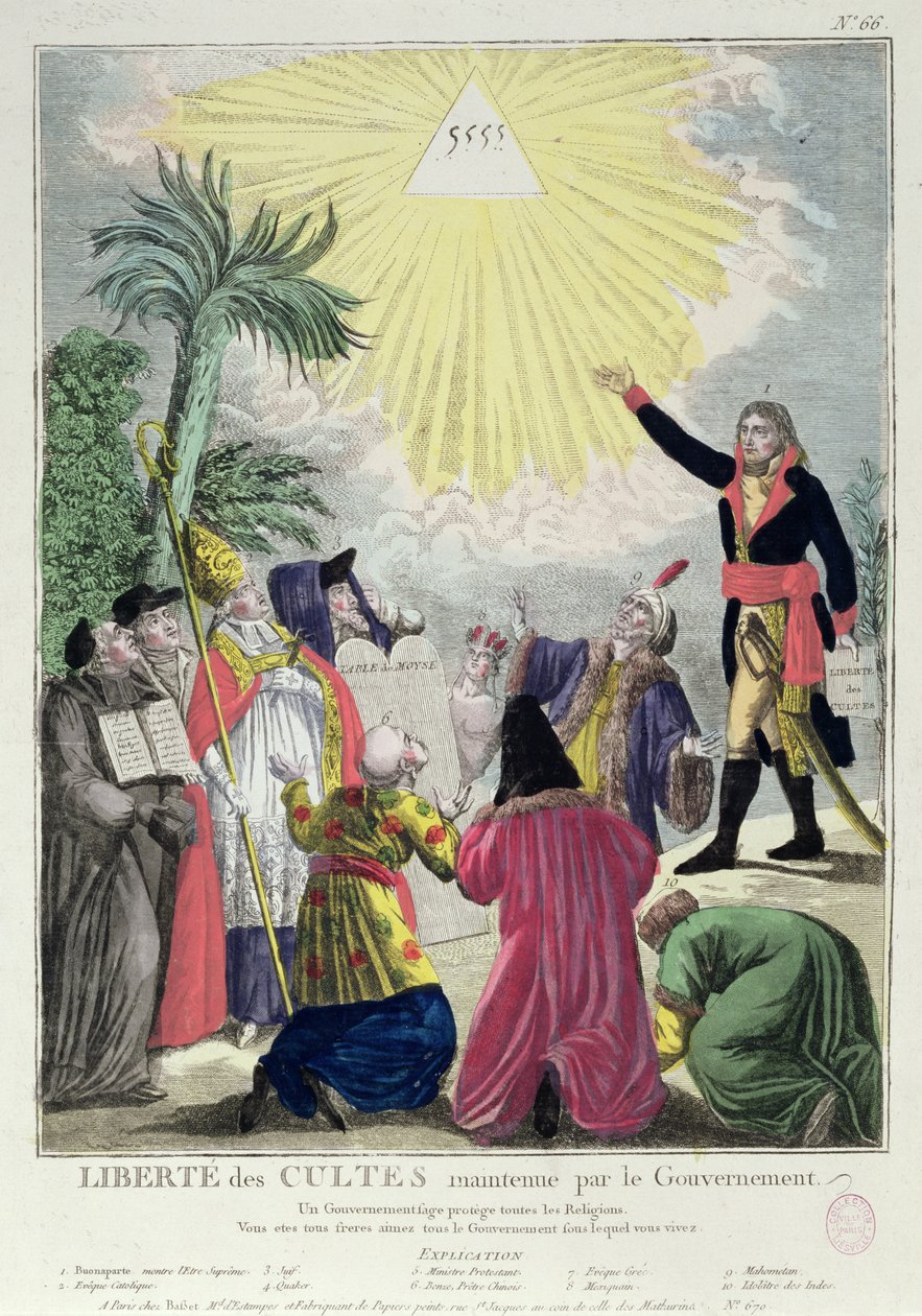رمزية الكونكورد بين نابليون بونابرت (1769-1821) والبابا بيوس السابع (1742-1823) 1801 (انظر أيضًا 175951) بواسطة المدرسة الفرنسية
