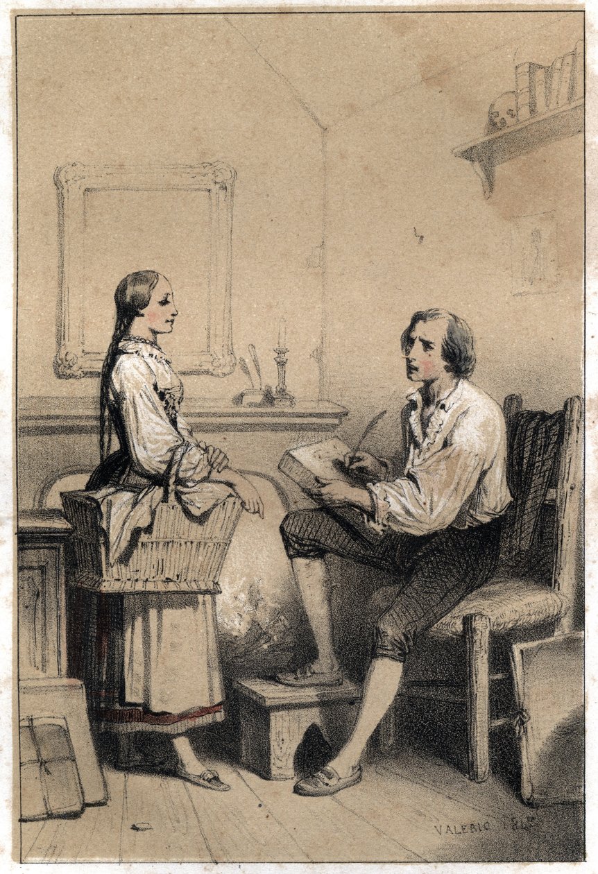 كتب Alois Senefelder (أو Aloysius أو Aloys) أو Johann Nepomuk Franz Aloys (1771-1834) ، الشاعر والنقاش التشيكي ، بدون ورقة في لحظة من الغضب واليأس التي دفعته إلى إلقاء كل شيء في النيران ، كما كتب: ملاحظة الغسيل بواسطة المدرسة الفرنسية