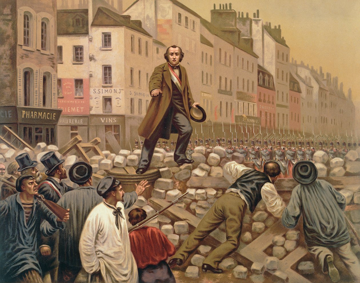 ألفونس بودين في حاجز فوبورج سانت أنطوان ، 3 ديسمبر 1851 بواسطة المدرسة الفرنسية