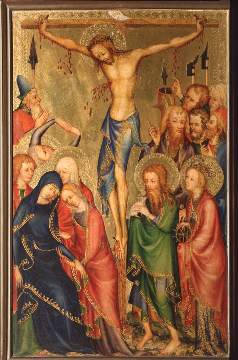 Altarolo del Bargello: صلب - (diptych of Bargello ، صلب) لوحة مجهولة المصدر للمدرسة الفرنسية في القرن الرابع عشر (المدرسة الفرنسية ، القرن الرابع عشر) فلورنسا ، Museo Nazionale del Bargello بواسطة المدرسة الفرنسية