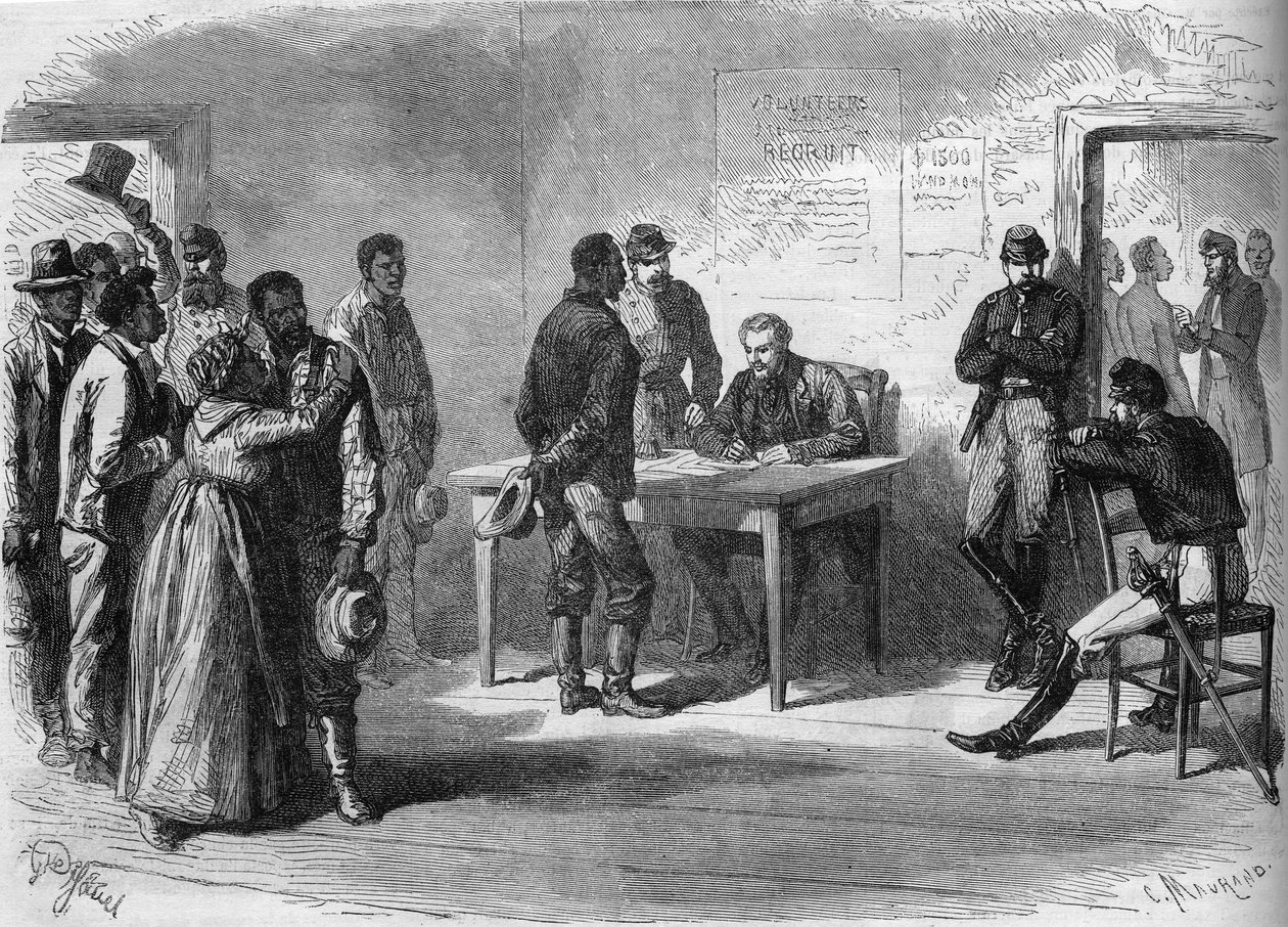 الحرب الأهلية الأمريكية (1861-1865): المتطوعون السود يدخلون جيش الجنرال جرانت (الشمال) بواسطة المدرسة الفرنسية
