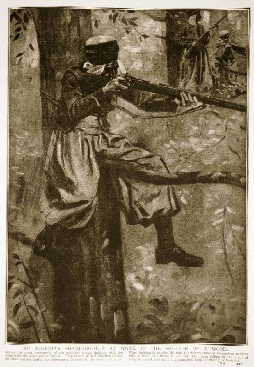 قناص جزائري يعمل في ملجأ خشب ، 1914-1919 بواسطة المدرسة الفرنسية