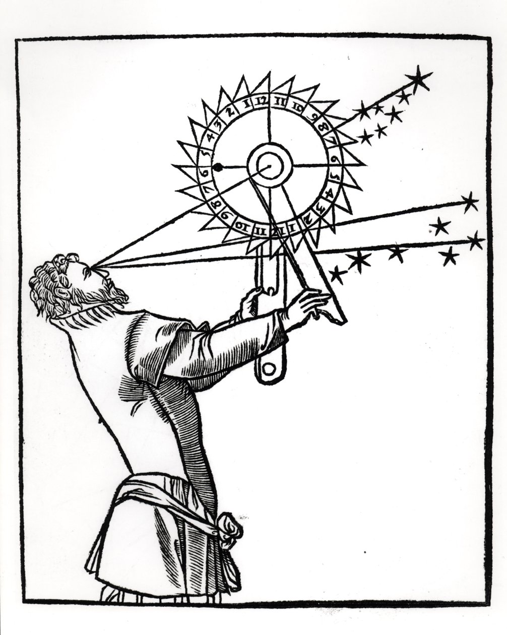 أسطرلاب ، رسم توضيحي من Cosmographia بواسطة Petrus Apianus (1495-1552) ، نشر في باريس بواسطة Vivant Gualtherot ، 1551 Vivant بواسطة المدرسة الفرنسية