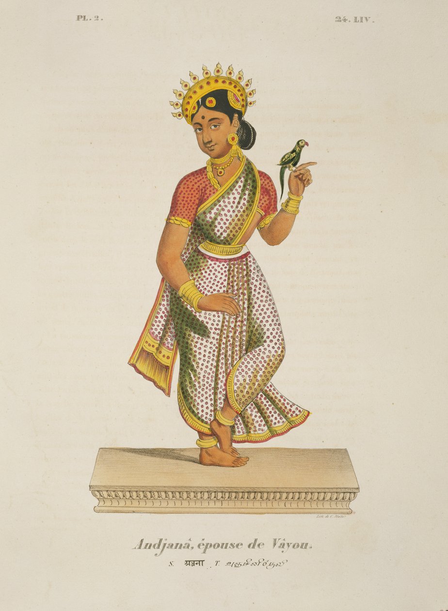 Andjana ، زوجة Vayu محفورة بواسطة C. de Motte (1785-1836) بواسطة المدرسة الفرنسية