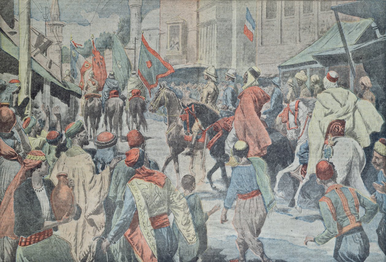 دخول القوات الأنجلو-عربية إلى دمشق عام 1918 من لو بيليرين بواسطة المدرسة الفرنسية