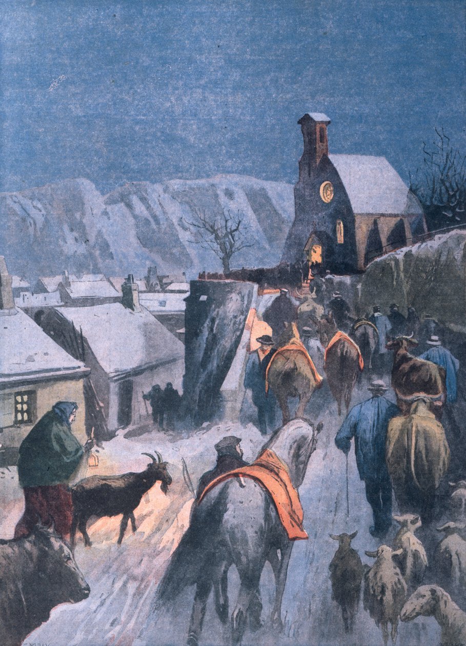 عيد الميلاد الحيواني في السيفين ، توضيح من لو بيتي باريزيان ، 27 ديسمبر 1908 بواسطة المدرسة الفرنسية