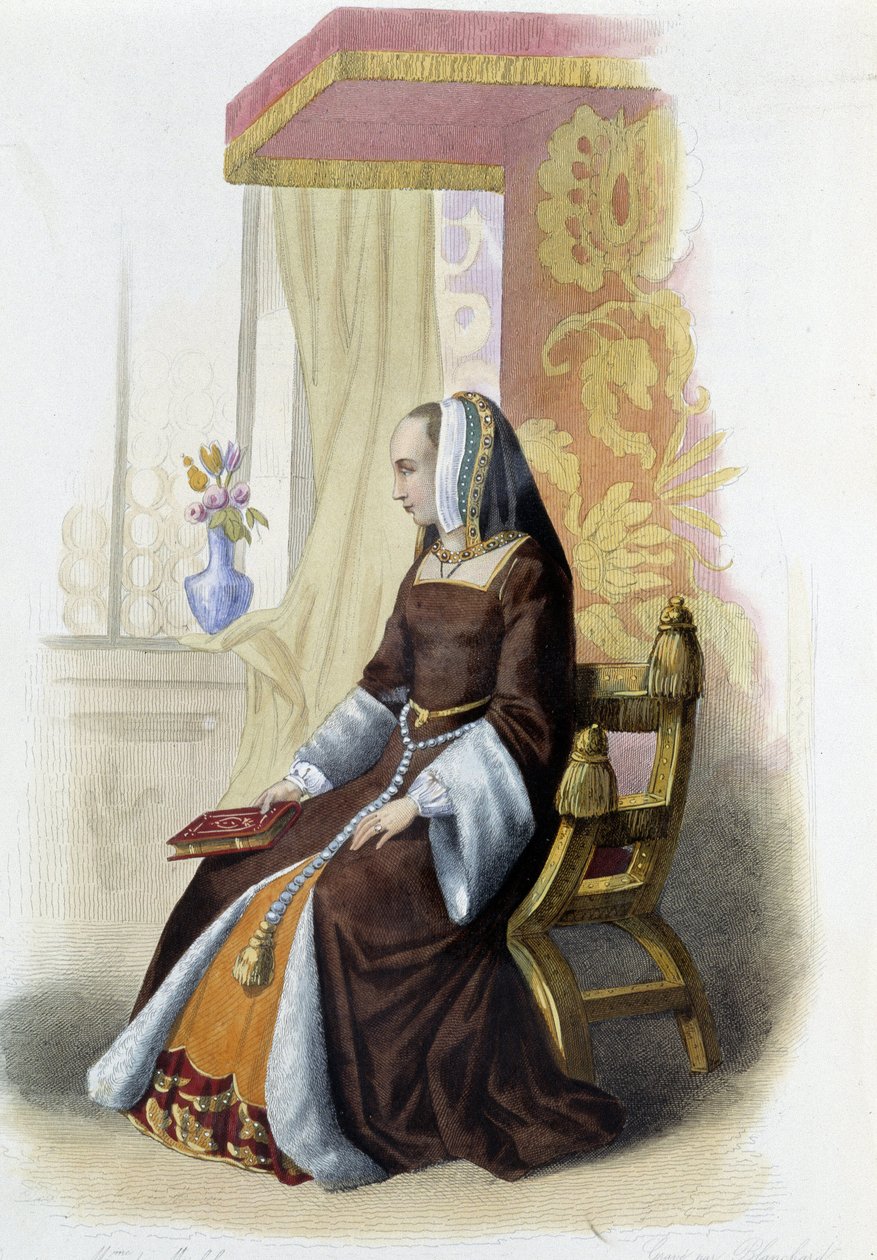 Anne de Bretagne, Duchess of Brittany (1477-1514) - in “” Le Plutarque francais””, by Mennechet, Paris بواسطة المدرسة الفرنسية