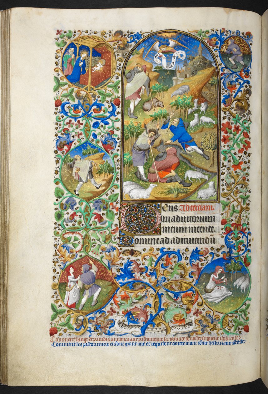 إعلان للرعاة، أضف Ms 18850 f.70v كتاب الساعات (ساعات بيدفورد) c.1410-30 (حبر ولون وذهب على الرق) بواسطة المدرسة الفرنسية