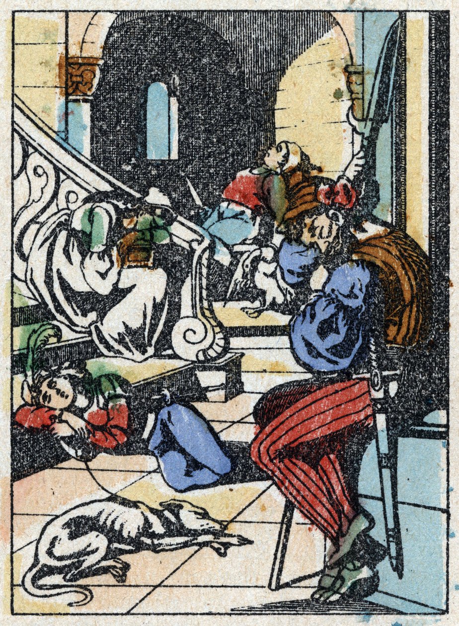 رسم مجهول لـ "La belle au bois dormant" ، حكاية تشارلز بيرولت (1628-1703) ، الكاتب الفرنسي. نقش الخشب للتصوير Pellerin - إبينال ، sd. أواخر القرن التاسع عشر. بواسطة المدرسة الفرنسية