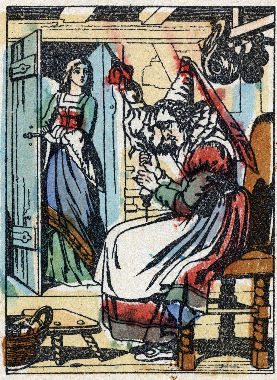 رسم مجهول لـ "La belle au bois dormant" ، حكاية تشارلز بيرولت (1628-1703) ، الكاتب الفرنسي. نقش الخشب للتصوير Pellerin - إبينال ، sd. أواخر القرن التاسع عشر. بواسطة المدرسة الفرنسية