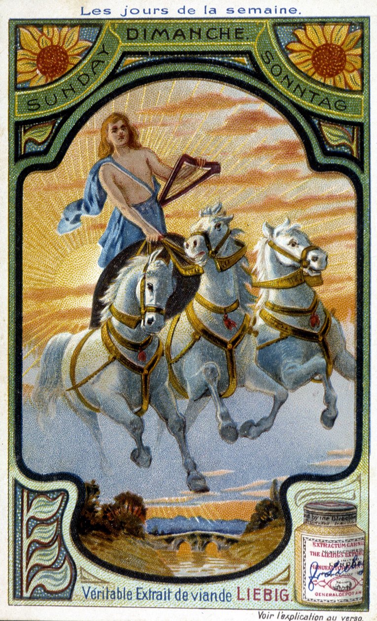 Apollo tank. Illustration of Sunday for the advertisement for “The true Liebig meat extract” (19th century). بواسطة المدرسة الفرنسية