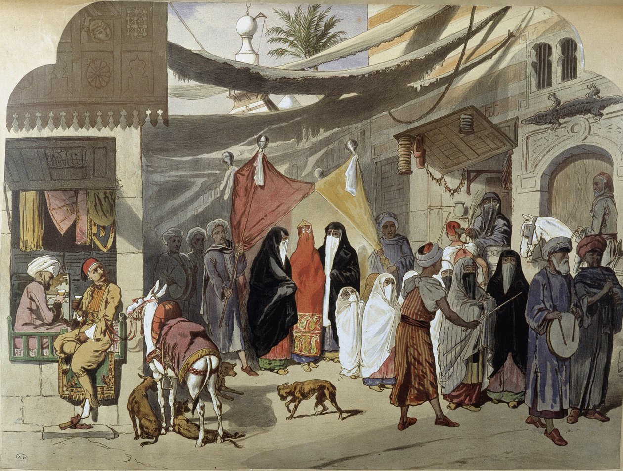 Arab Marriage in Cairo - in “” Modern Egypt””, by Henri de Amount, v.1870 بواسطة المدرسة الفرنسية