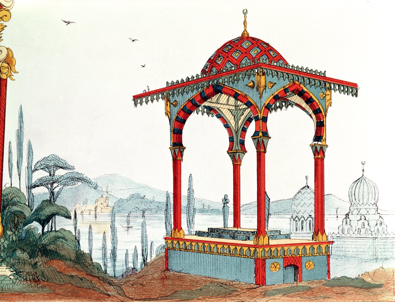 رسم معماري في تركيا ، أواخر القرن التاسع عشر (قلم وحبر ولون على ورق) بواسطة المدرسة الفرنسية