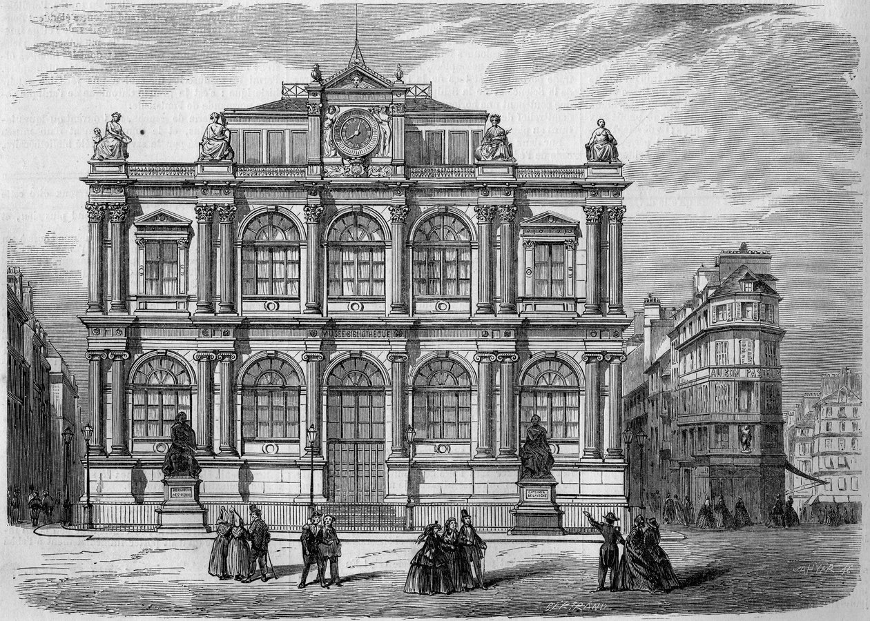 العمارة: منظر لواجهة متحف المكتبة (افتتح عام 1847) في مدينة لوهافر (سين ماريتايم ، 76). نقش في "" Le Monde Illustré "رقم 27 بتاريخ 17 أكتوبر 1857. بواسطة المدرسة الفرنسية