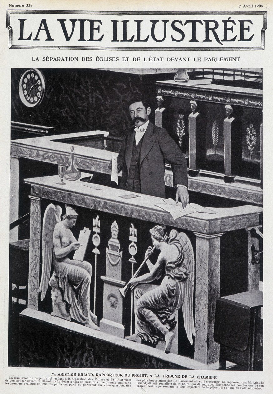 Aristide Briand at the Grandstand of the Chamber (separation of Church and State) -in “” La Vie Illustrée””” of 07/04/1905. بواسطة المدرسة الفرنسية