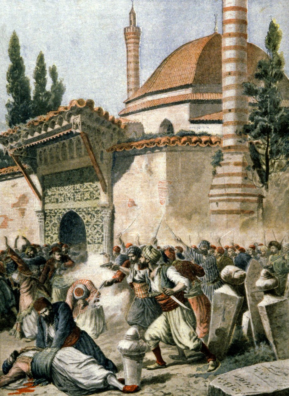 الأرمن يهاجمون مسجداً في القسطنطينية بواسطة المدرسة الفرنسية