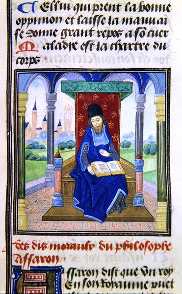 أسارون ، من Histoire des Philosophes ، أواخر القرن الخامس عشر (رق) بواسطة المدرسة الفرنسية