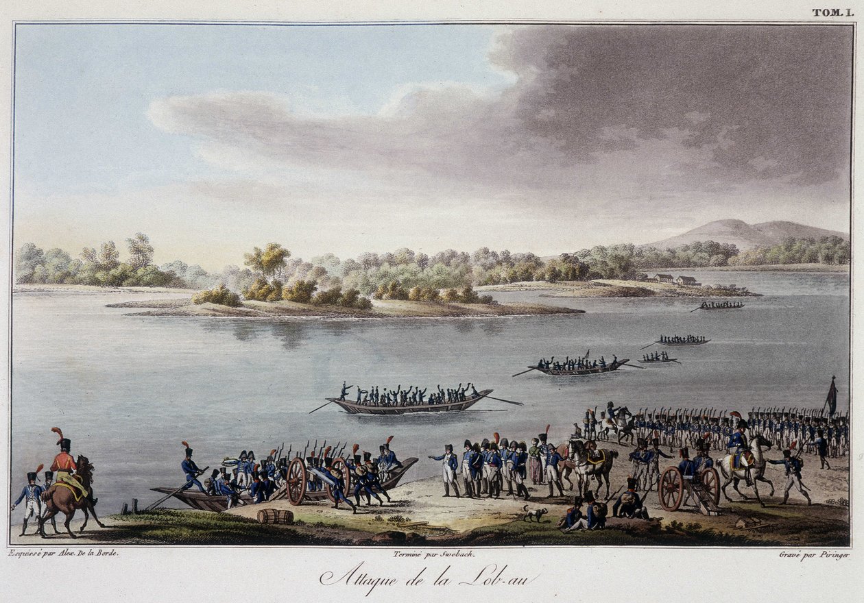 هجوم لوباو عام 1809 - في "الملخص التاريخي للحرب بين فرنسا والنمسا عام 1809" بواسطة المدرسة الفرنسية