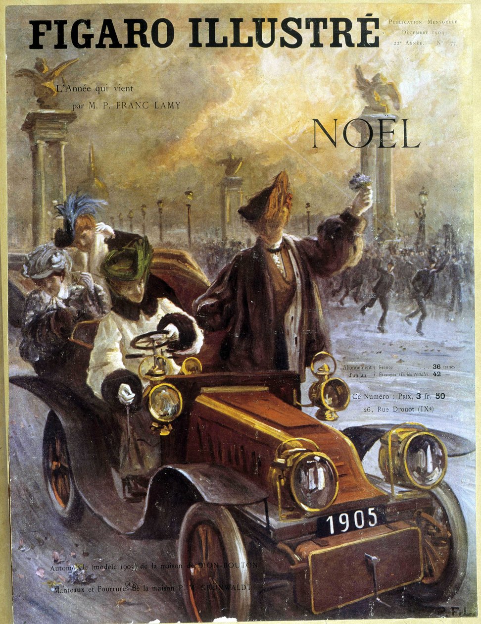 Automobile Dion-Bouton 1905 والمعاطف والفراء Grunwaldt - في "" Le Figaro Illustré "، ديسمبر 1904 بواسطة المدرسة الفرنسية