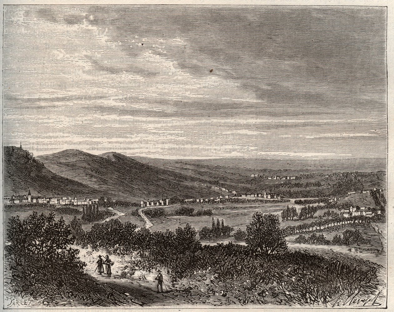 Ay et la montagne de Reims - قسم مارن - نقش في "La France illustree: الجغرافيا والتاريخ والإدارة الإحصائية" بقلم V.A. الشعير براون. 1884 بواسطة المدرسة الفرنسية