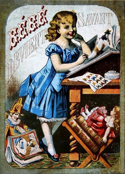 "الطفل يصبح عالمًا" ، حوالي عام 1870 (حجر ملون) بواسطة المدرسة الفرنسية