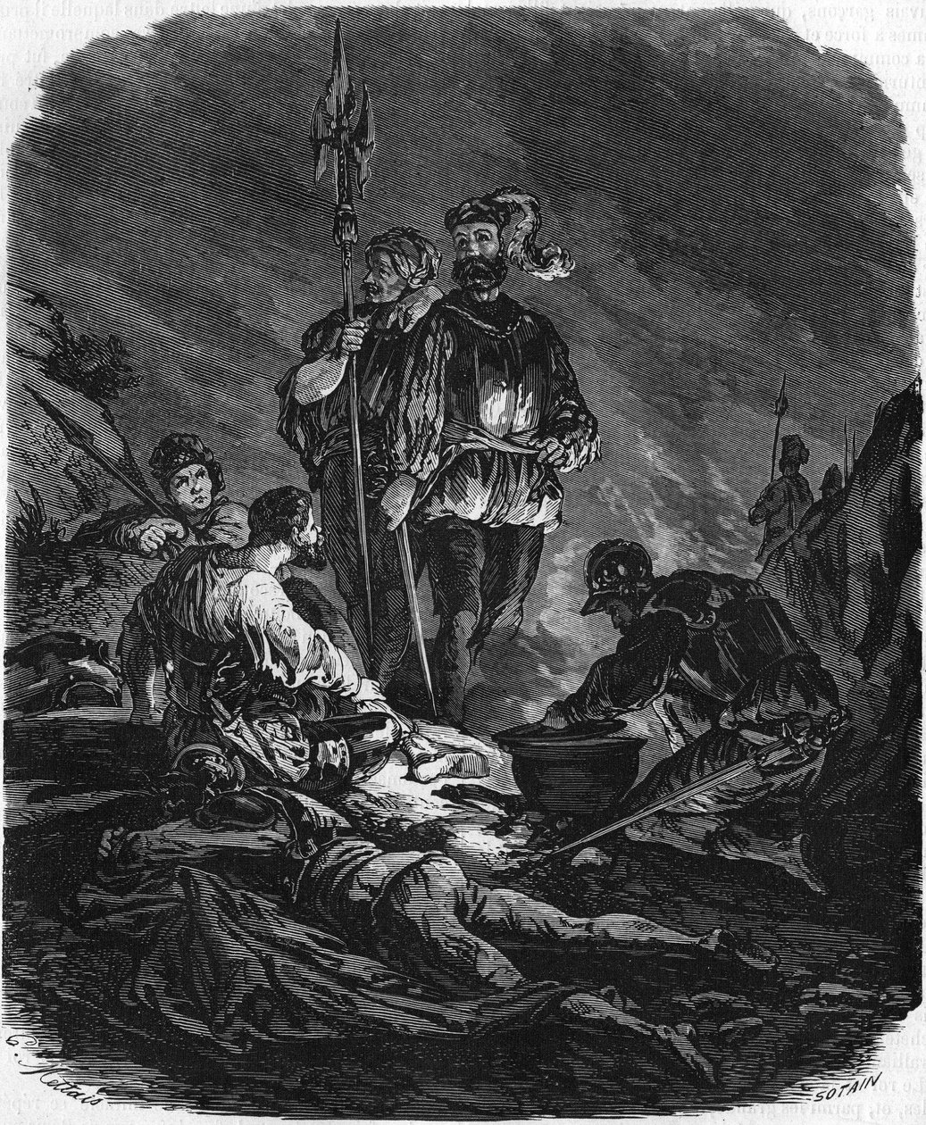 الأولاد السيئون ، اللصوص خلال حروب القرن السادس عشر. في "" التاريخ الشعبي في فرنسا "، sd. حوالي عام 1885. نقش. بواسطة المدرسة الفرنسية