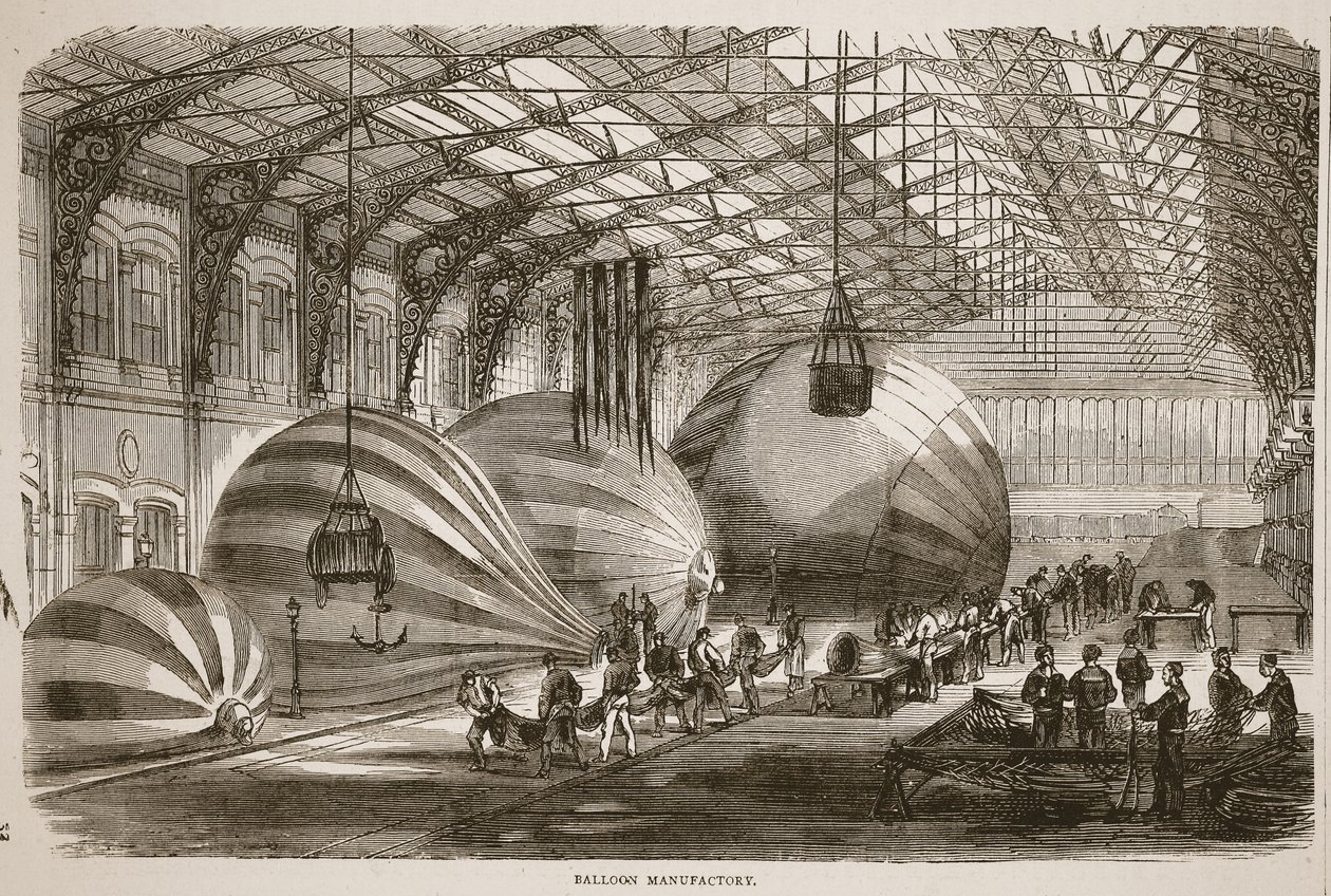مصنع البالون ، توضيح من كاسيلس تاريخ الحرب بين فرنسا وألمانيا ، 1870-1871 بواسطة المدرسة الفرنسية
