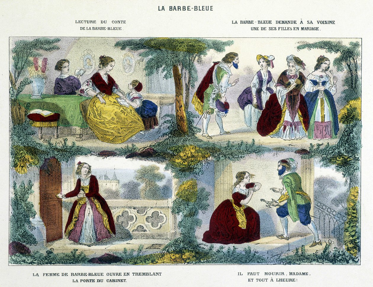 Barbe-Bleue - in “” Historiettes naïves et enfantines”” by Perrault, ed. Haguenthal بواسطة المدرسة الفرنسية