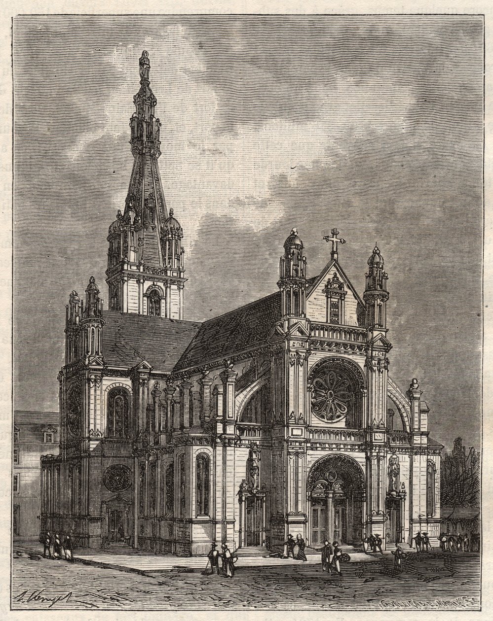 Basilique Sainte-Anne (Sainte Anne) d'Auray (1866-1872) - يقع في Sainte-Anne-d'Auray في بريتاني - نقش في "La France illustrie: geographie، history، Administration statistique" لـ VA Malt-Brown. 1884 بواسطة المدرسة الفرنسية
