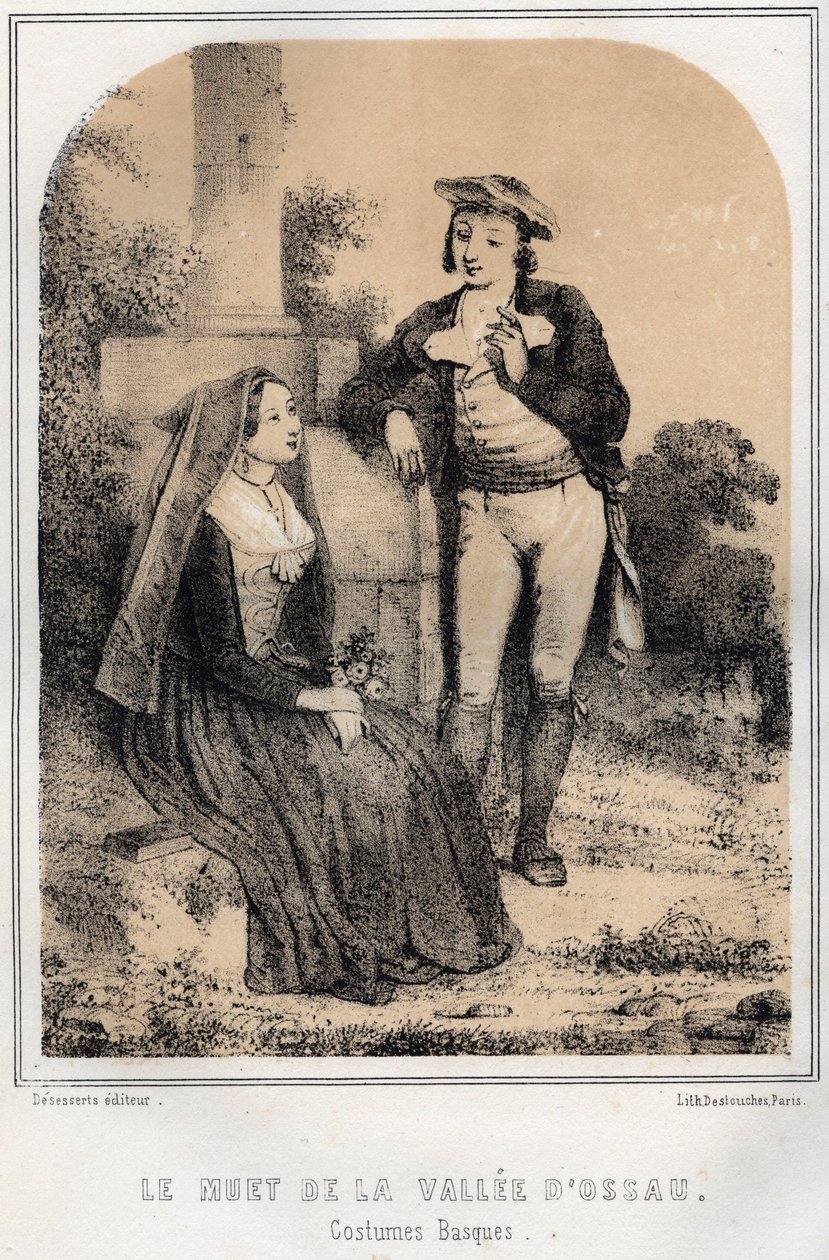 أزياء الباسك - Le muet de la vallee d'Ossau - نقش في "Les soirees de mon uncle souvenirs et tales de voyages" لـ MORING MICHEL - نهاية القرن التاسع عشر بواسطة المدرسة الفرنسية