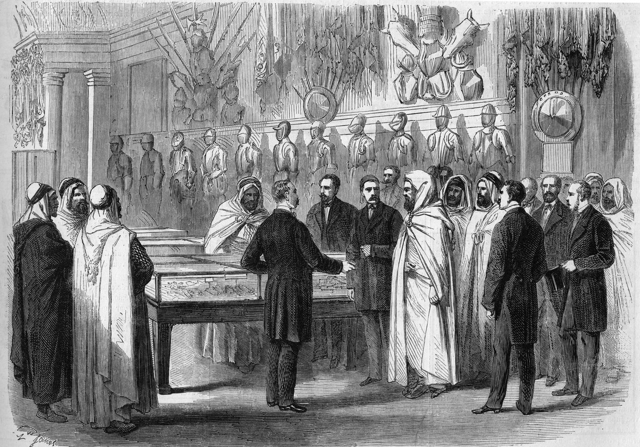بن محي الدين عبد القادر (عبد القادر) (1808-1883) أمير جزائري يزور متحف المدفعية يوم 18 يوليو بواسطة المدرسة الفرنسية
