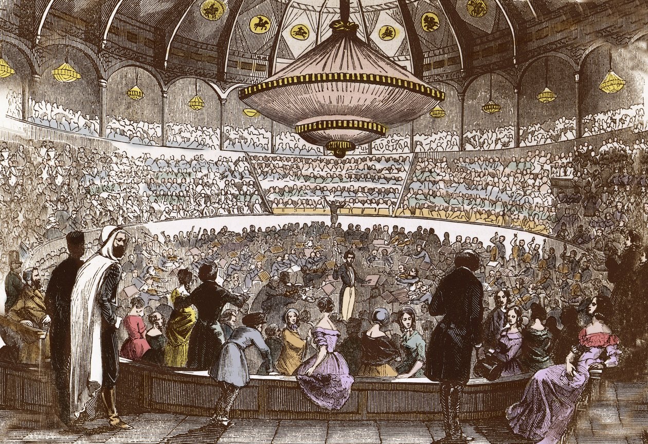 أقام بيرليوز حفلته الموسيقية في 19 يناير 1845 في سيرك أولمبيك في باريس - هيكتور بيرليوز (1803-1869) ، في قاعة السيرك الأولمبي للشانزليزيه في باريس بواسطة المدرسة الفرنسية