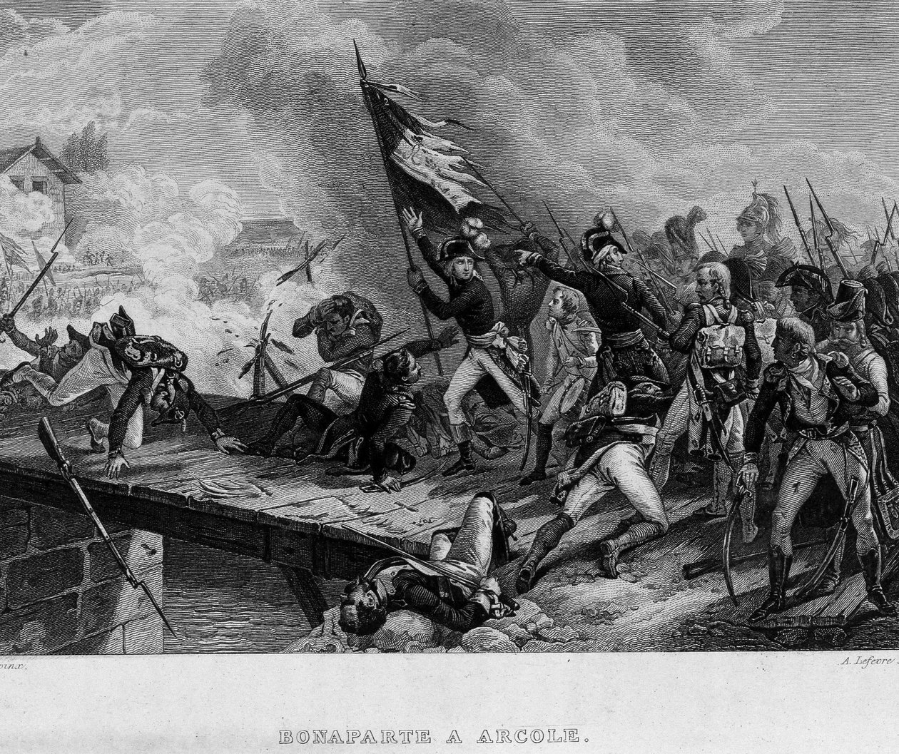 Bonaparte in Arcole - in "" Revolution francaise "بقلم تيير. القرن ال 19 بواسطة المدرسة الفرنسية