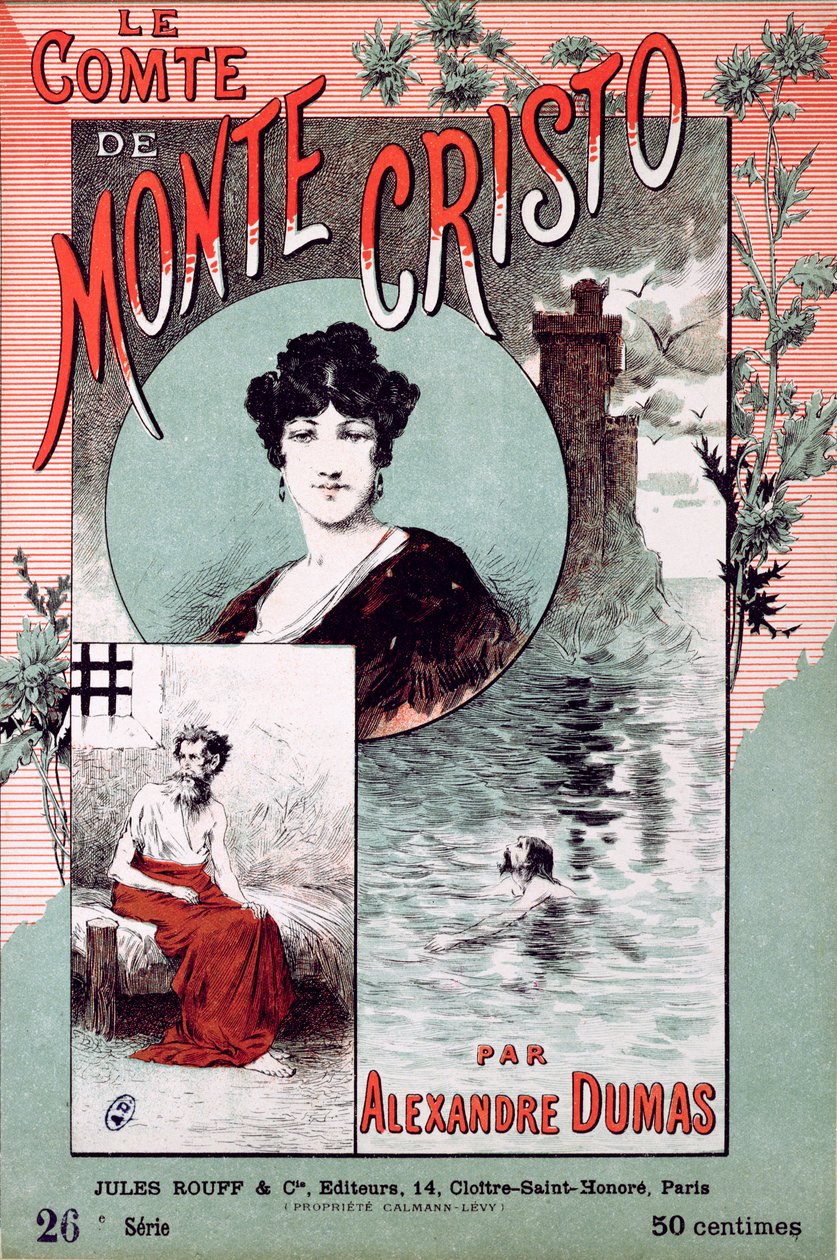غلاف الكتاب لـ Le Comte de Monte Cristo بواسطة Alexandre Dumas Pere (1802-70) بواسطة المدرسة الفرنسية